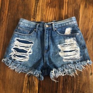 High waisted denim short